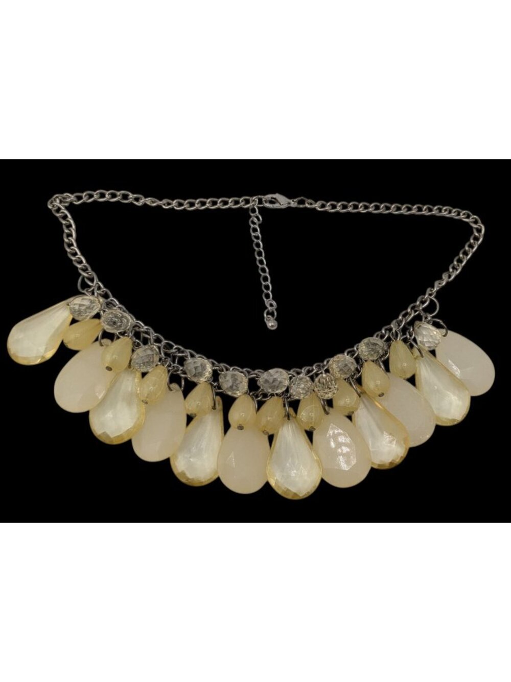 Y2K Acrylic Teardrop Fringe Necklace Yellow Cream Statement Club Jewelry